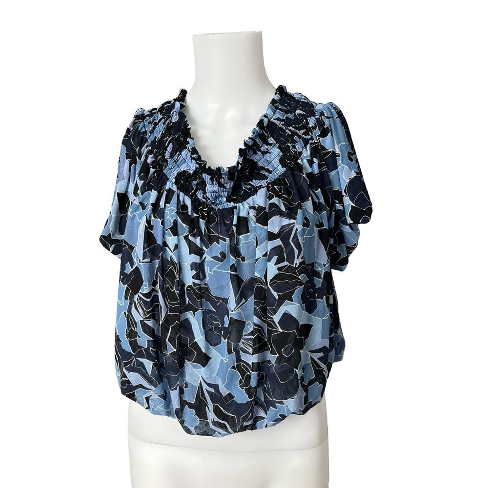 Free People Blue Technicolor Bubble Top Dark Combo Womens Size Medium